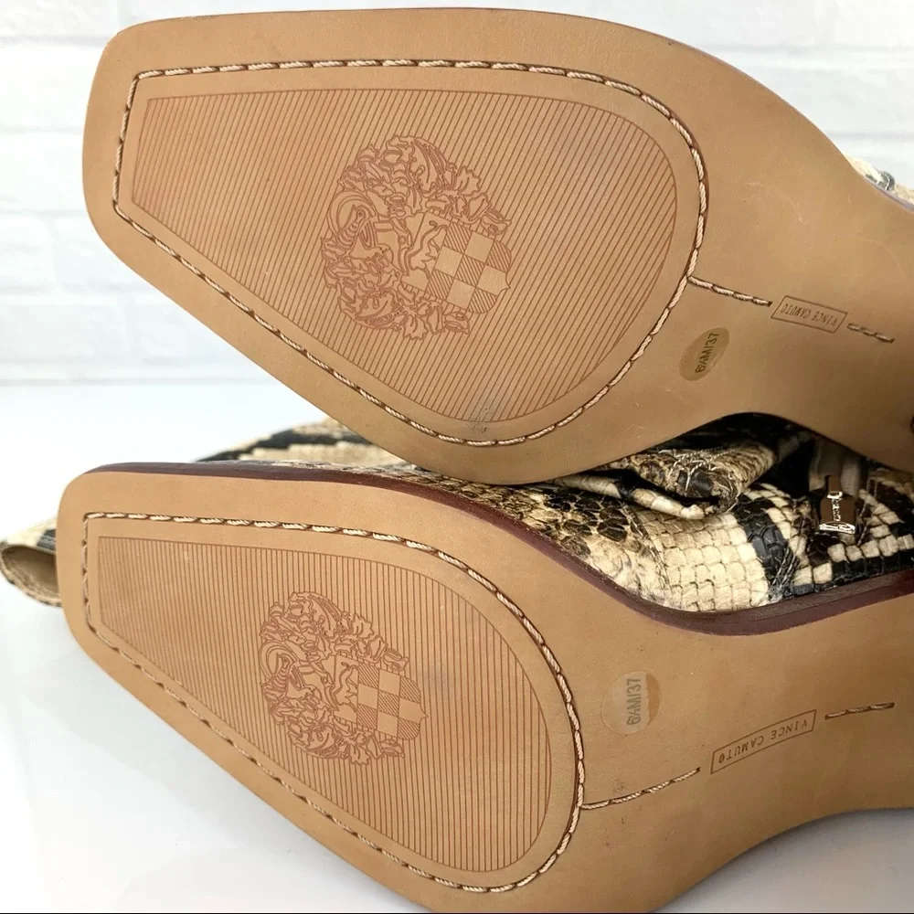 NEW! Vince Camuto Dreven Over The Knee Snake Square Heel Boots Shortbread